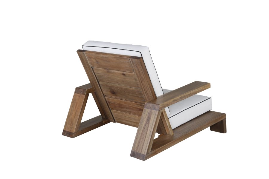 VENTURE DESIGN Daria loungestol til haven, m. arml�n - offwhite hynder og brun akacietr�