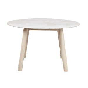 ROWICO Taransay matbord, runt - beige travertin och vitkalkad ek (125)