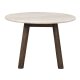 ROWICO Taransay salongbord, rundt - beige travertin og brun eik (60)