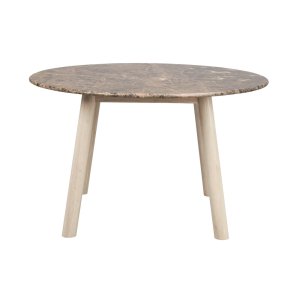 ROWICO Taransay matbord, runt - brun marmor och vitkalkad ek (125)