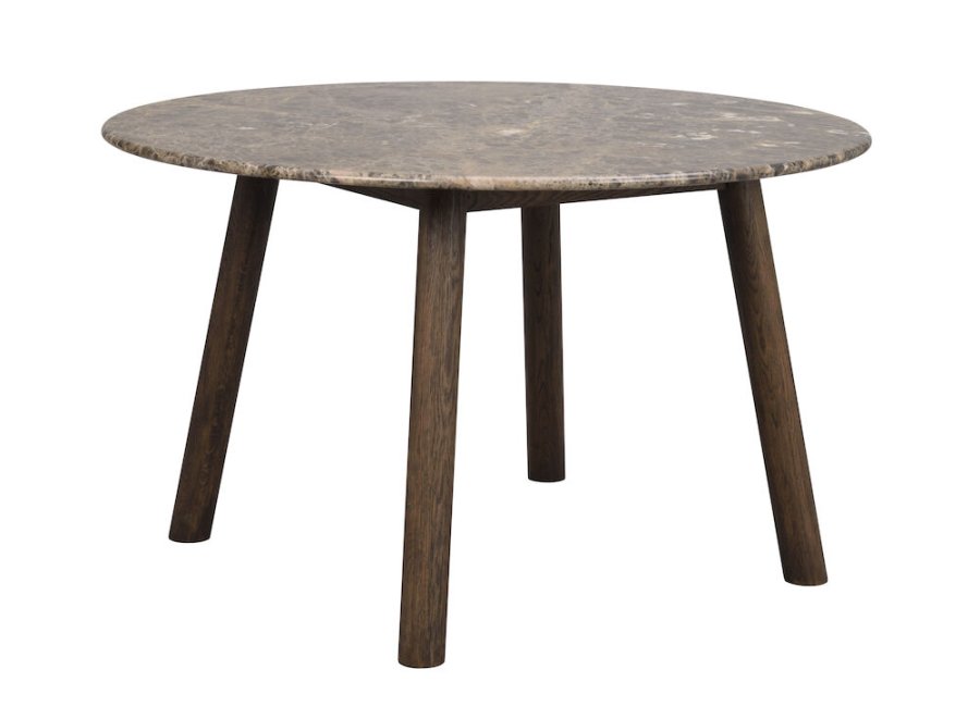 ROWICO Taransay spisebord, rundt - brun marmor og brun eik (125)