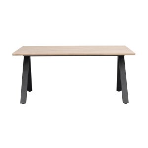 ROWICO Carradale matbord, med utdrag - vitkalkad ek och svart metall (170x100)