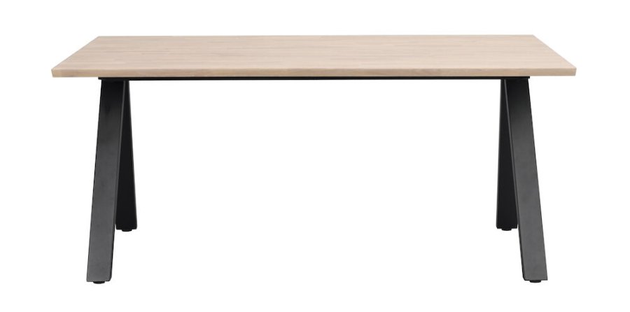 ROWICO Carradale spisebord, m. udtrk - hvidvasket eg og sort metal (170x100)