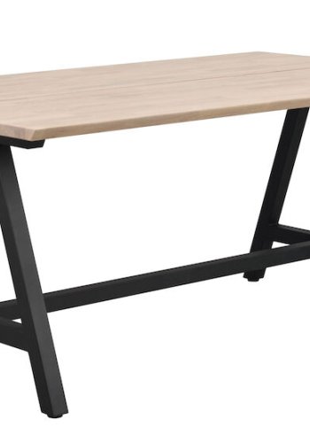 ROWICO Carradale spisebord, m. udtrk - hvidvasket eg og sort metal (170x100)