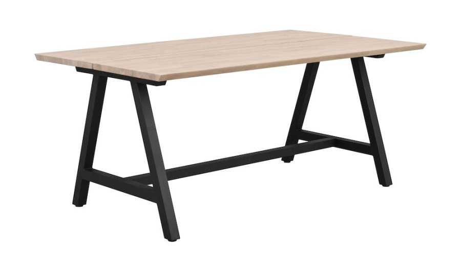 ROWICO Carradale spisebord, m. udtrk - hvidvasket eg og sort metal (170x100)
