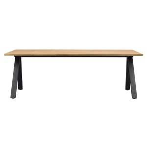 ROWICO Carradale matbord, med utdrag - naturlig ek och svart metall (220x100)