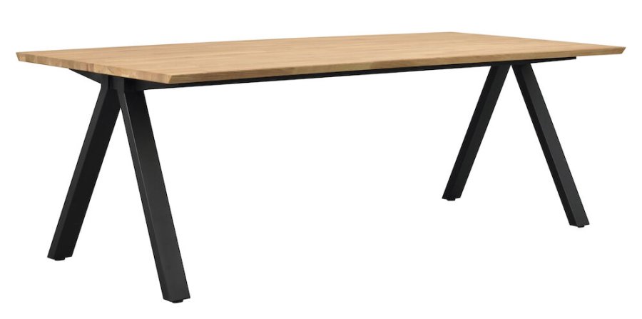 ROWICO Carradale spisebord, m. udtrk - natur eg og sort metal (220x100)