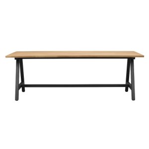 ROWICO Carradale matbord, med utdrag - naturlig ek och svart metall (220x100)