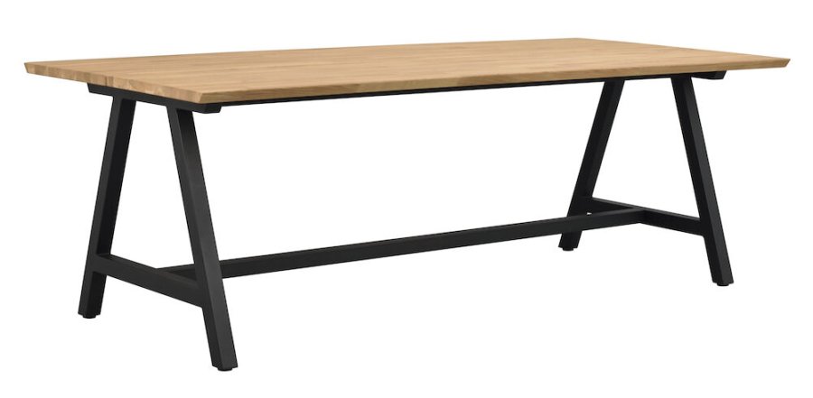 ROWICO Carradale spisebord, m. udtrk - natur eg og sort metal (220x100)