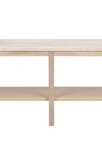 ROWICO Orwel konsolbord, m. hylde - beige travertin og hvidvasket eg (140x40)