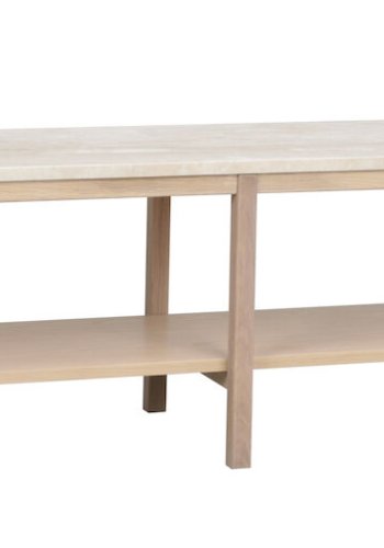 ROWICO Orwel konsolbord, m. hylde - beige travertin og hvidvasket eg (140x40)