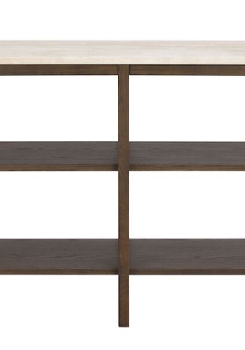 ROWICO Orwel konsolbord, m. 2 hylder - beige travertin og brun eg (140x40)