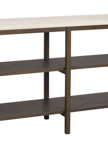 ROWICO Orwel konsolbord, m. 2 hylder - beige travertin og brun eg (140x40)