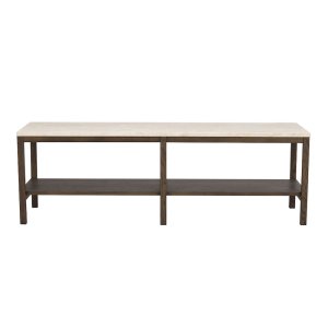 ROWICO Orwel konsolbord, m. hylde - beige travertin og brun eg (140x40)