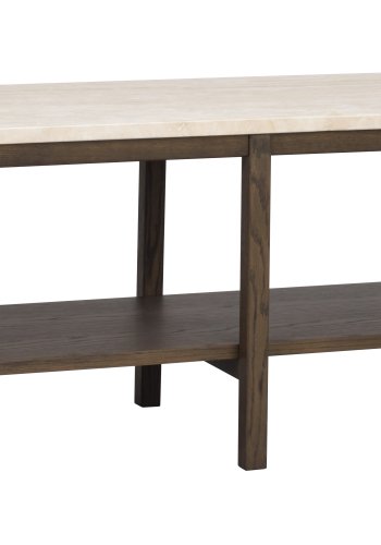 ROWICO Orwel konsolbord, m. hylde - beige travertin og brun eg (140x40)