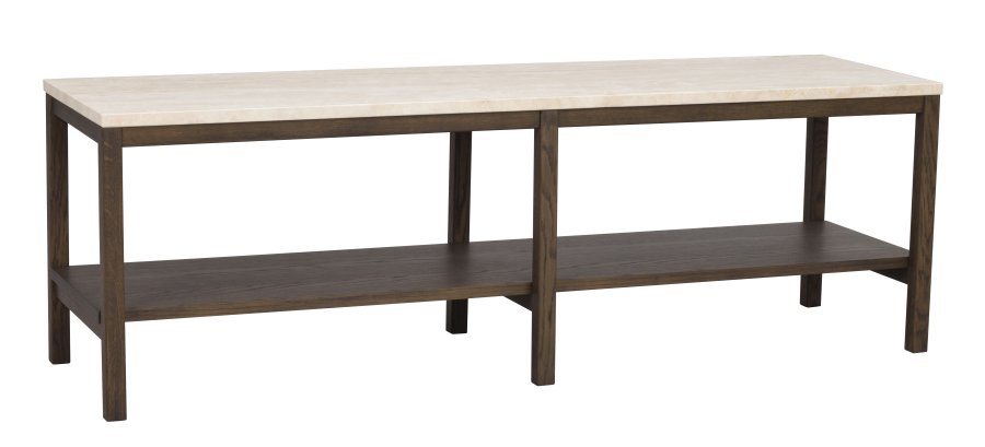ROWICO Orwel konsolbord, m. hylde - beige travertin og brun eg (140x40)