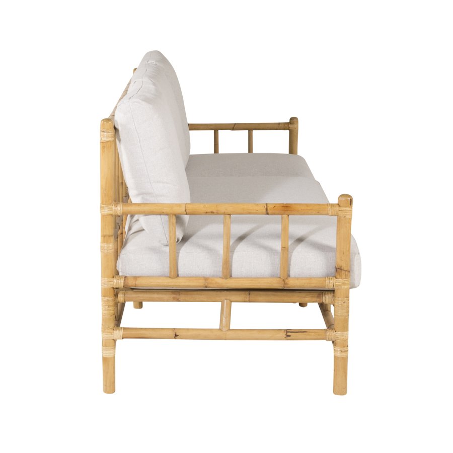 VENTURE DESIGN Cane 3-personers hagesofa, med lysegr puter - naturlig bambus