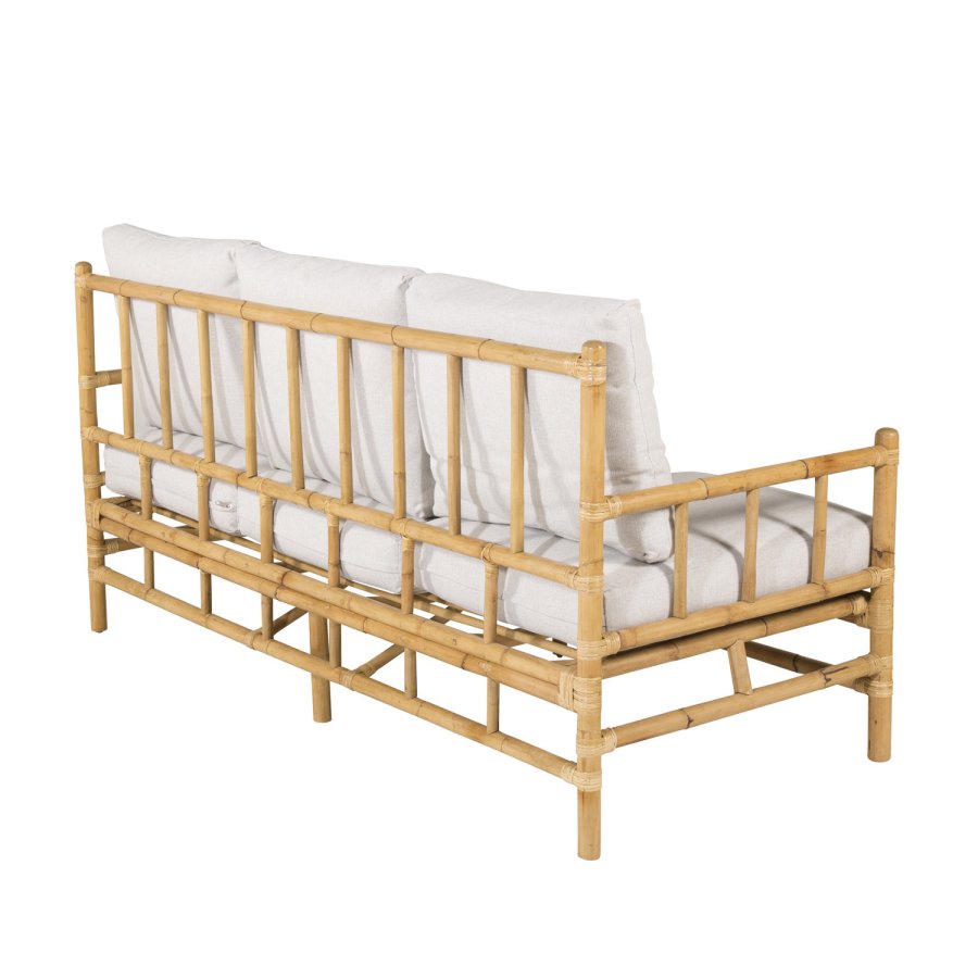 VENTURE DESIGN Cane 3-personers hagesofa, med lysegr puter - naturlig bambus