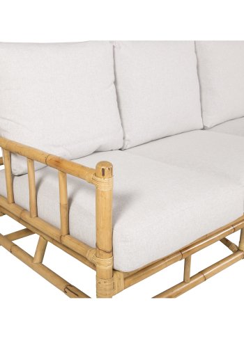 VENTURE DESIGN Cane 3-personers hagesofa, med lysegr puter - naturlig bambus
