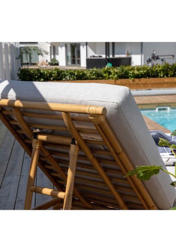 VENTURE DESIGN Cane fluktstol, m. lys gr pute - naturlig bambus (210x72)