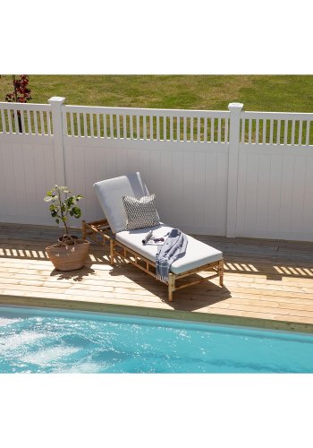 VENTURE DESIGN Cane fluktstol, m. lys gr pute - naturlig bambus (210x72)