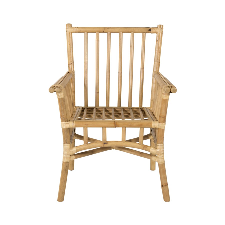 VENTURE DESIGN Cane hagestol, med armlener og pute - grtt stoff, naturlig bambus og rotting