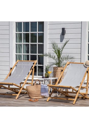 VENTURE DESIGN Cane fluktstol, sammenleggbar - gr polyester og naturlig bambus