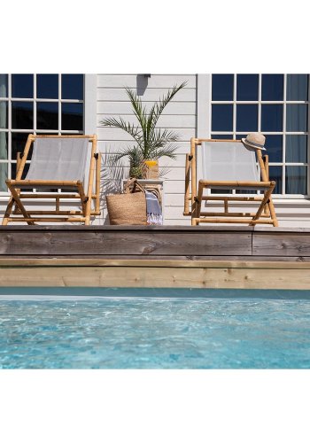 VENTURE DESIGN Cane fluktstol, sammenleggbar - gr polyester og naturlig bambus