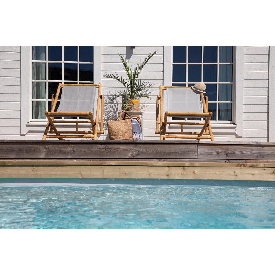 VENTURE DESIGN Cane fluktstol, sammenleggbar - gr polyester og naturlig bambus