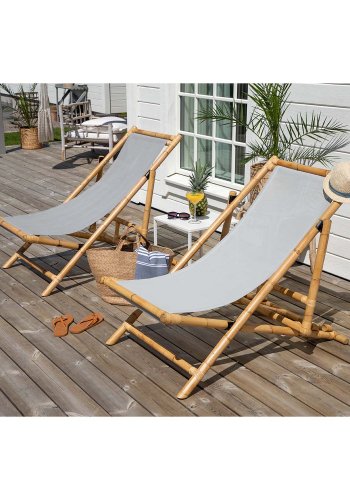 VENTURE DESIGN Cane fluktstol, sammenleggbar - gr polyester og naturlig bambus