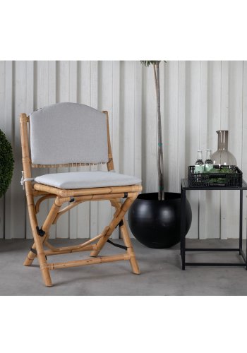 VENTURE DESIGN Stokkstol for hagen, med pute - grtt stoff, naturlig bambus og rotting