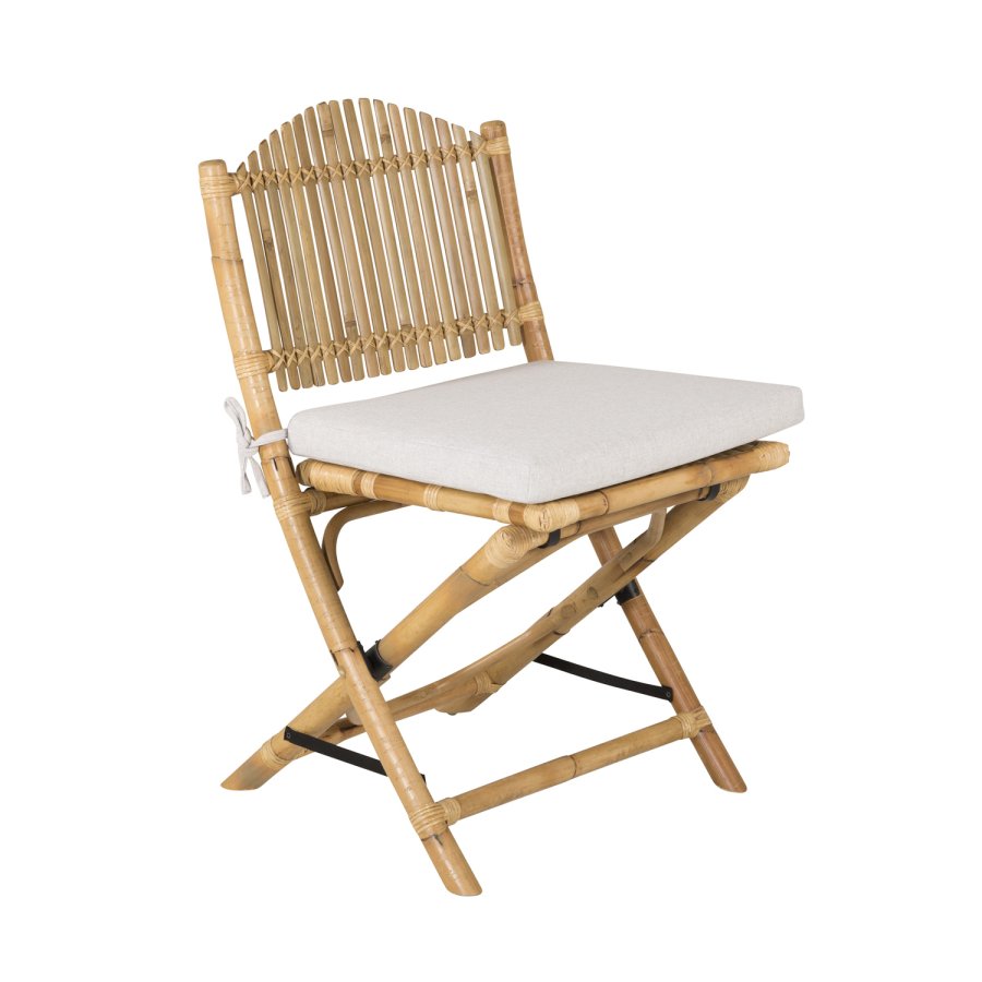 VENTURE DESIGN Stokkstol for hagen, med pute - grtt stoff, naturlig bambus og rotting