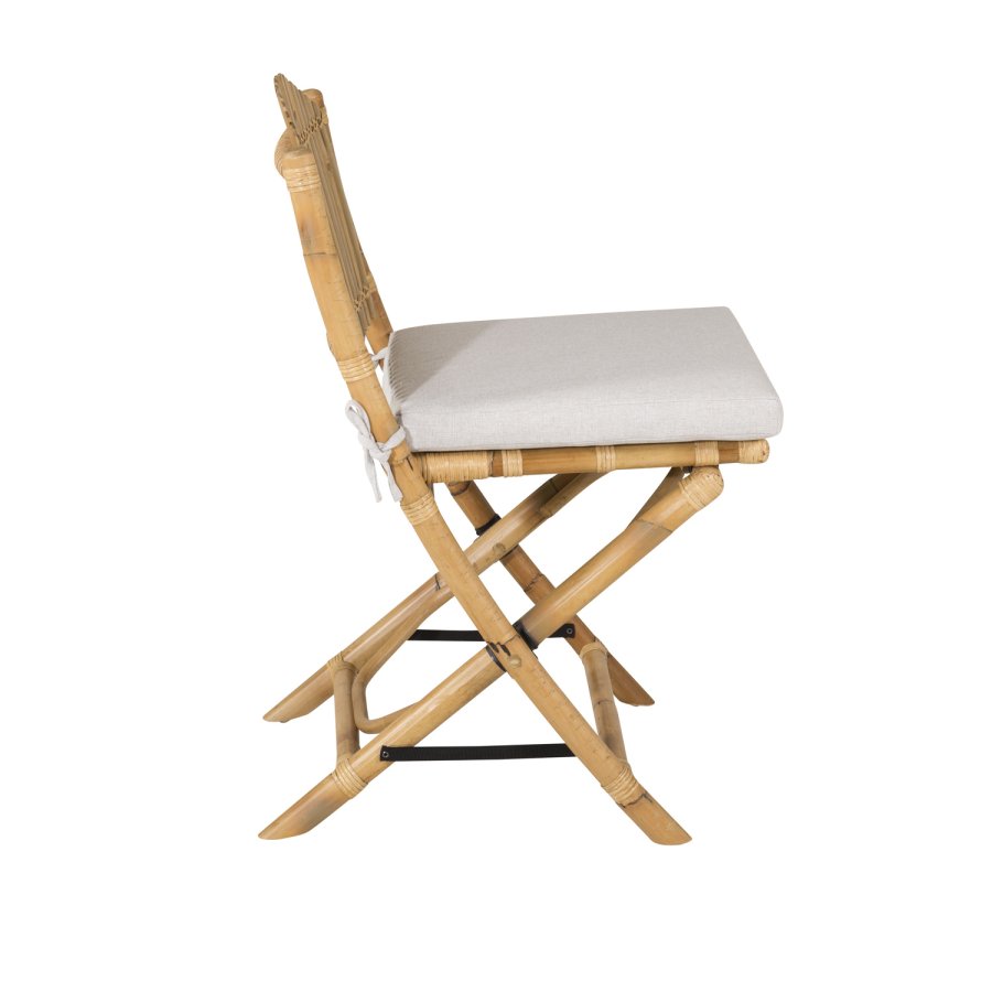 VENTURE DESIGN Stokkstol for hagen, med pute - grtt stoff, naturlig bambus og rotting