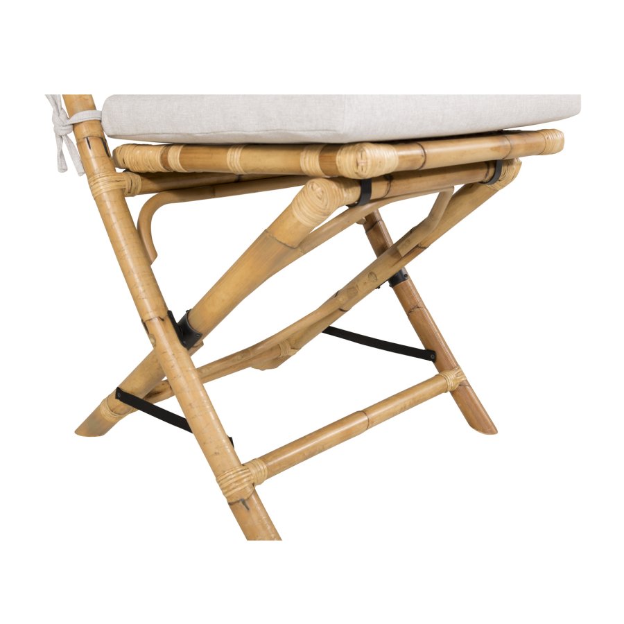 VENTURE DESIGN Stokkstol for hagen, med pute - grtt stoff, naturlig bambus og rotting