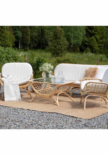 VENTURE DESIGN Moana Trdgrdsbord, med Hylla - Glas och Naturlig Bambu (95 x 60,5 cm)