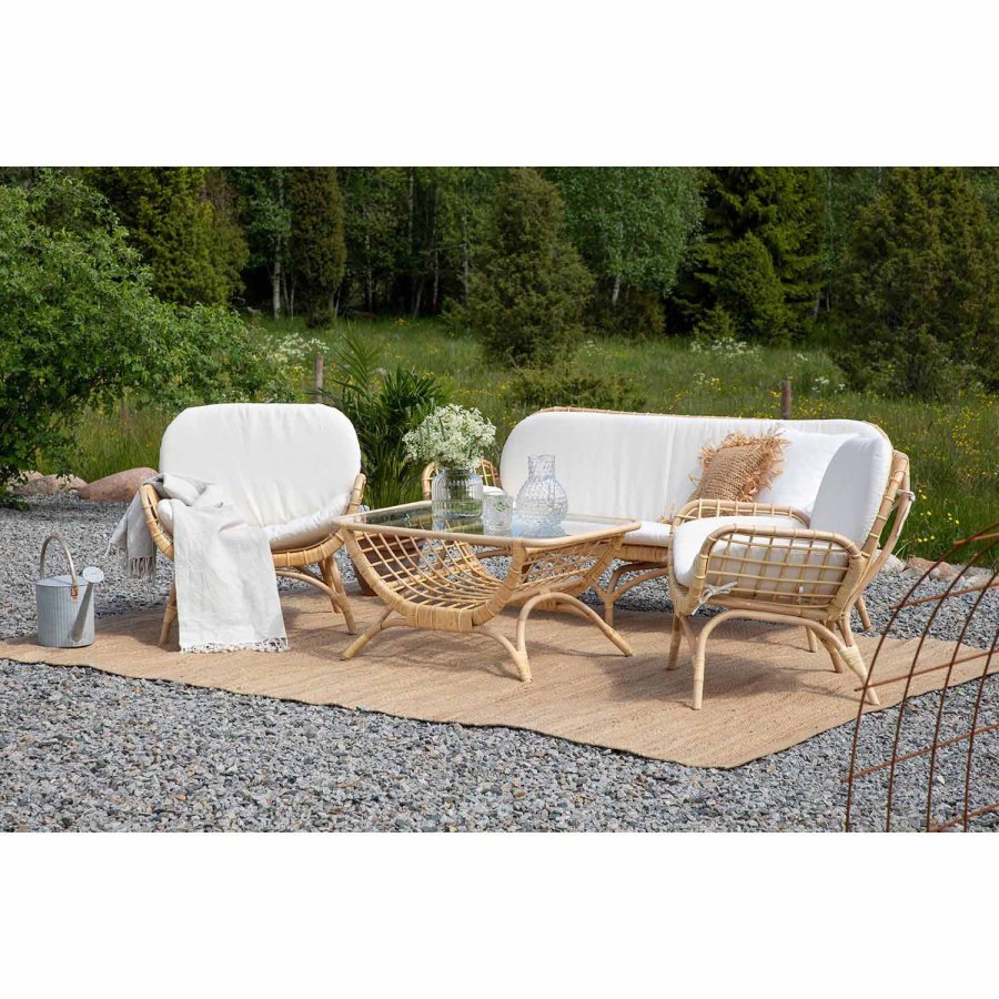 VENTURE DESIGN Moana Trdgrdsbord, med Hylla - Glas och Naturlig Bambu (95 x 60,5 cm)