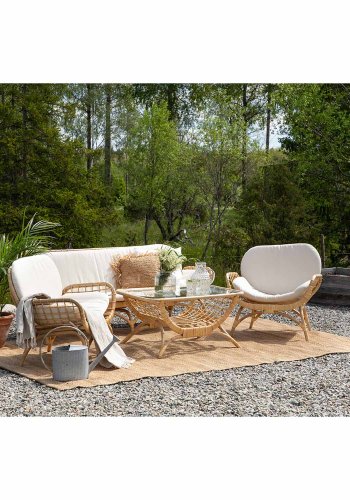 VENTURE DESIGN Moana Trdgrdsbord, med Hylla - Glas och Naturlig Bambu (95 x 60,5 cm)