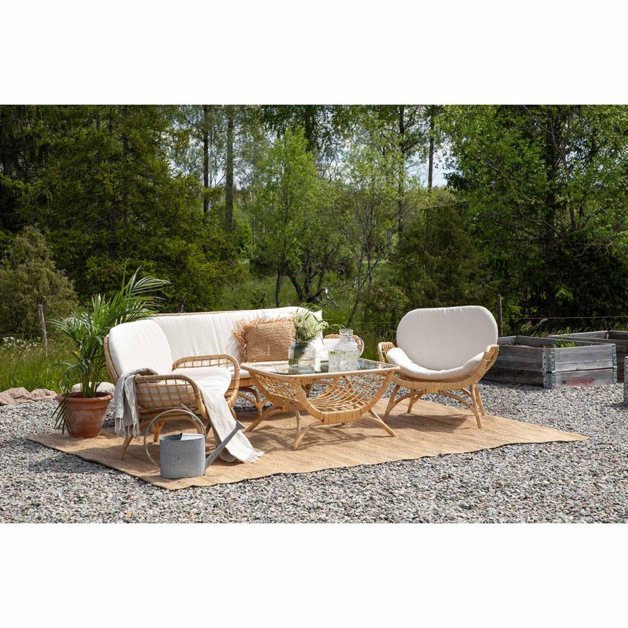 VENTURE DESIGN Moana Trdgrdsbord, med Hylla - Glas och Naturlig Bambu (95 x 60,5 cm)