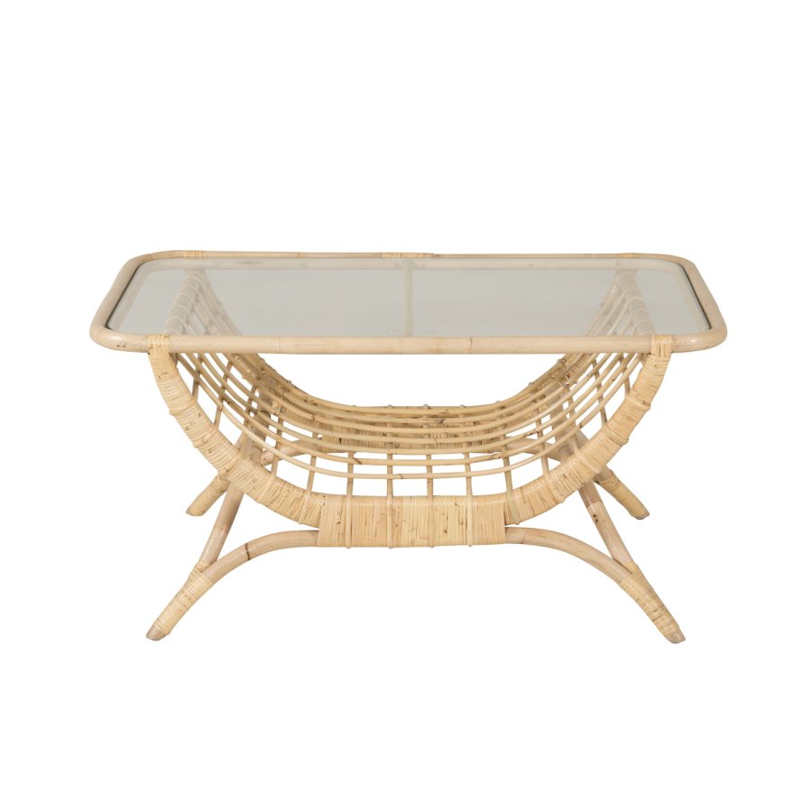 VENTURE DESIGN Moana Trdgrdsbord, med Hylla - Glas och Naturlig Bambu (95 x 60,5 cm)