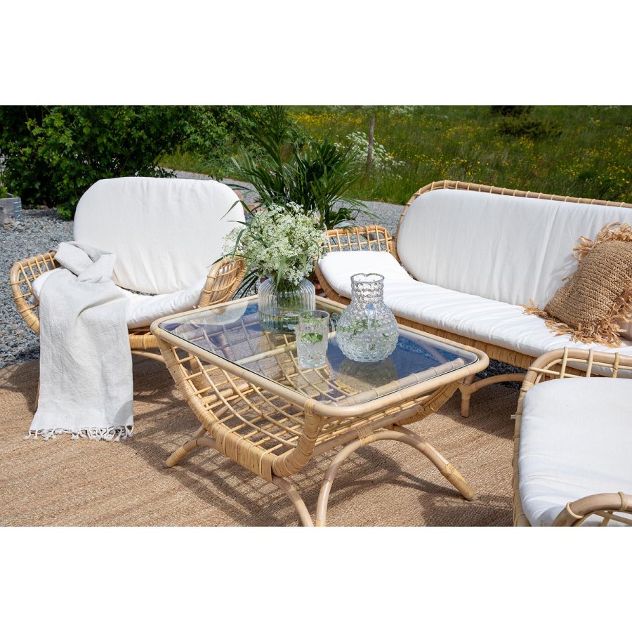 VENTURE DESIGN Moana Trdgrdsbord, med Hylla - Glas och Naturlig Bambu (95 x 60,5 cm)