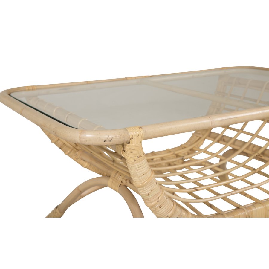 VENTURE DESIGN Moana Trdgrdsbord, med Hylla - Glas och Naturlig Bambu (95 x 60,5 cm)