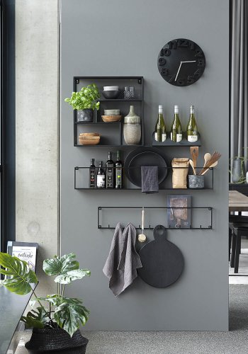 CANETT Vega quadratisches Wandregal - schwarzes Eisen