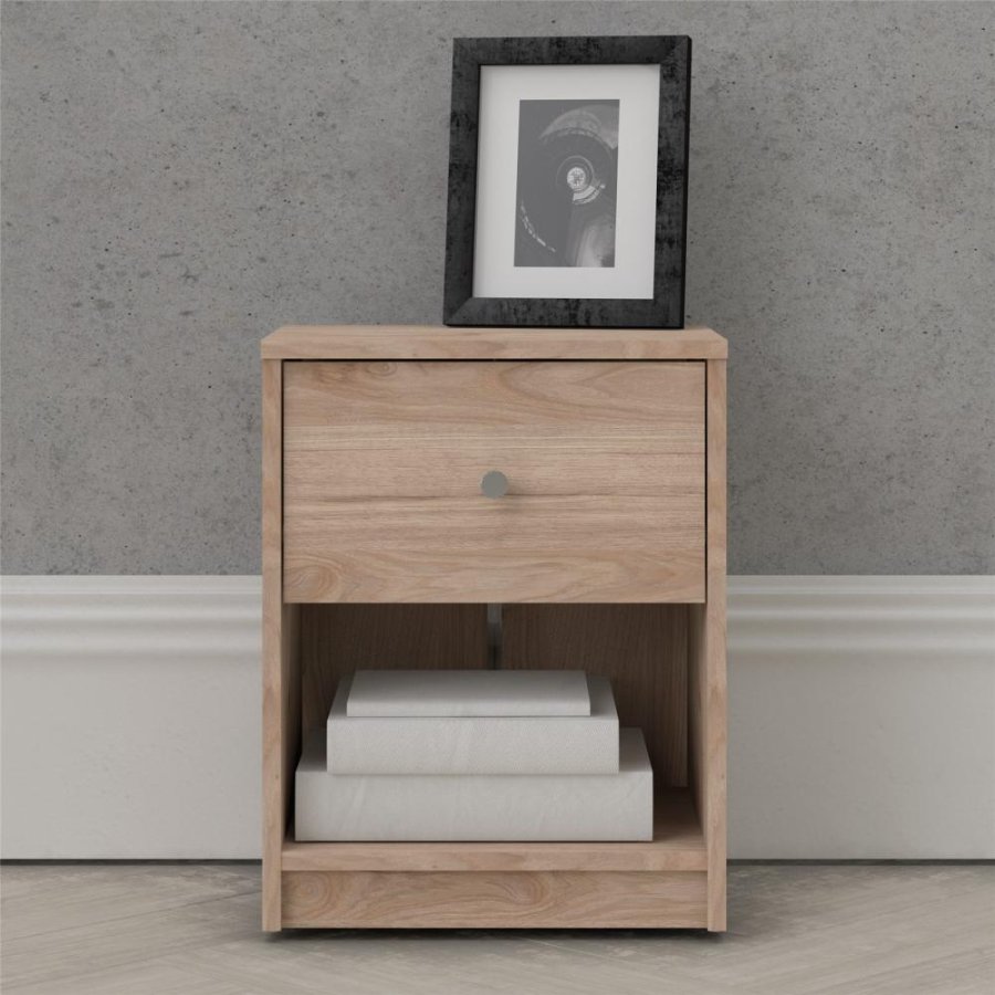 TVILUM May Nachttisch, mit 1 Fach und 1 Schublade - Naturfolie und Kunststoff (37,9x30,1)