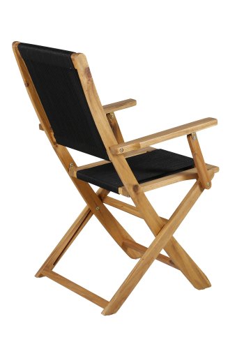 VENTURE DESIGN Little John 5 pos. hagestol, med armlener - svart tau og naturlig akasietre