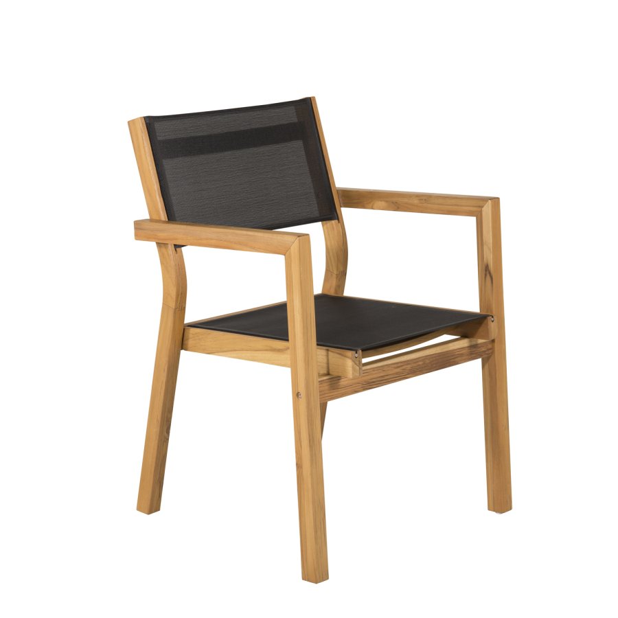 VENTURE DESIGN Venezia hagestol, med armlener - svart tekstilene og naturlig teak
