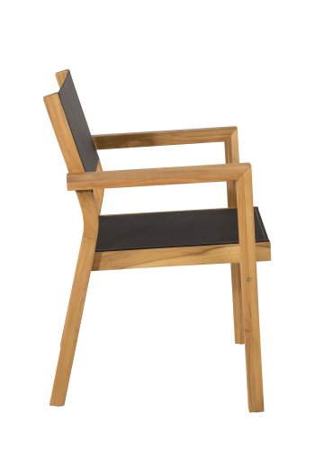 VENTURE DESIGN Venezia hagestol, med armlener - svart tekstilene og naturlig teak