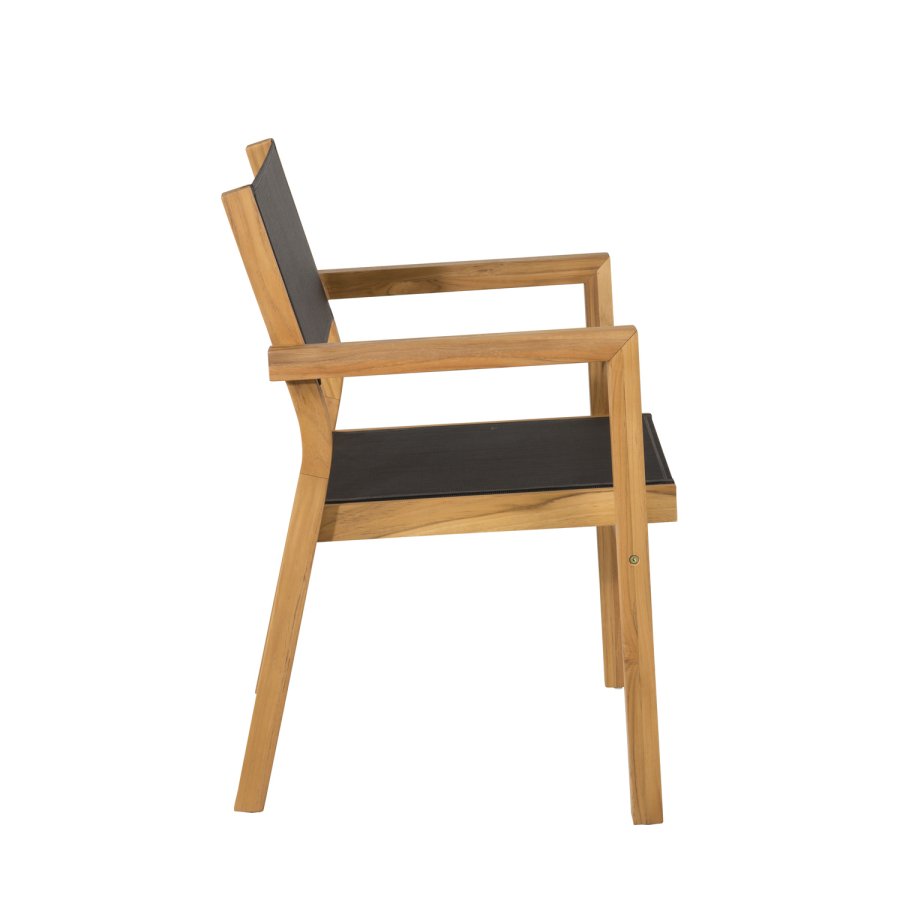 VENTURE DESIGN Venezia hagestol, med armlener - svart tekstilene og naturlig teak