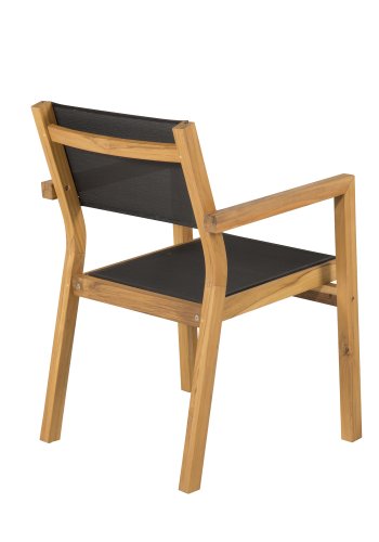 VENTURE DESIGN Venezia hagestol, med armlener - svart tekstilene og naturlig teak
