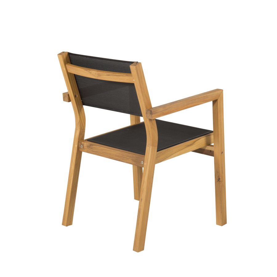 VENTURE DESIGN Venezia hagestol, med armlener - svart tekstilene og naturlig teak