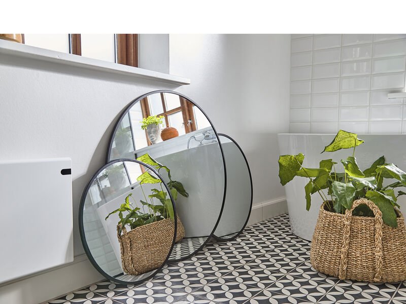 VILLA COLLECTION Vardo vgspejl, rund - spejlglas og sort jern (100)